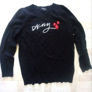 Dnky Red Sequin Kisses Long Sleeve Pullover Sweater